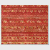 Griekse mander - Griekse sleutel - Goud op rood Cadeaupapier (Vlak)