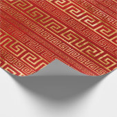 Griekse mander - Griekse sleutel - Goud op rood Cadeaupapier (Hoek)