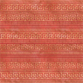 Griekse mander - Griekse sleutel - Goud op rood Sticker (Voorkant)