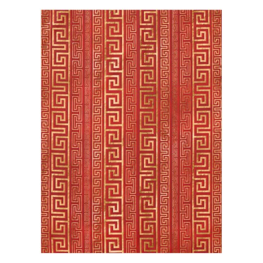 Griekse mander - Griekse sleutel - Goud op rood Tafelkleed (Voorkant)