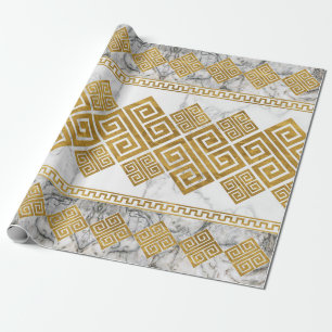 Griekse mander - Griekse sleutel witte marmer en g Cadeaupapier