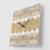 Griekse mander - Griekse sleutel witte marmer en g Vierkante Klok (Hoek)