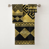 Griekse mander - Griekse sleutel zwart en goud Bad Handdoek (Insitu)
