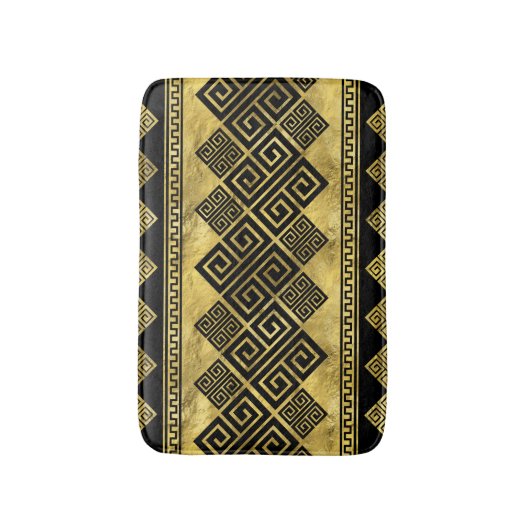 Griekse mander - Griekse sleutel zwart en goud Badmat (Voorkant Verticaal)