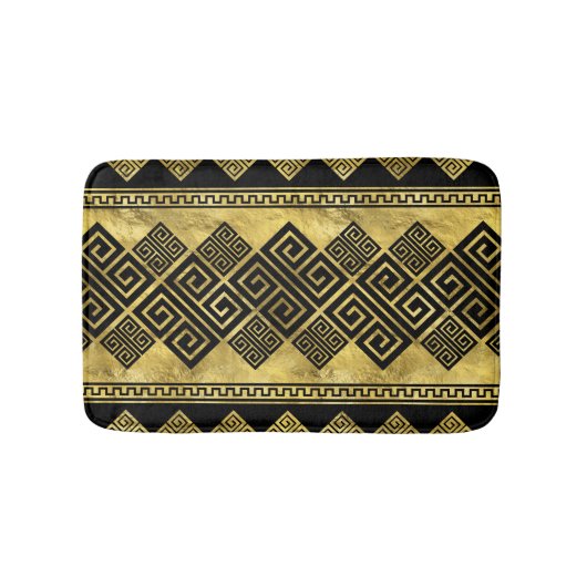 Griekse mander - Griekse sleutel zwart en goud Badmat (Voorkant)