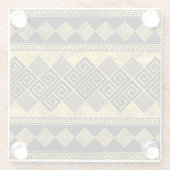 Griekse mander - Griekse sleutel zwart en goud Glazen Onderzetter (Achterkant)