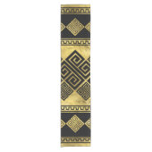 Griekse mander - Griekse sleutel zwart en goud Korte Tafelloper (Voorkant)