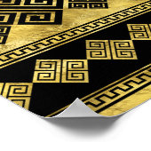 Griekse mander - Griekse sleutel zwart en goud Poster (Hoek)