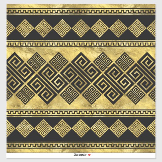 Griekse mander - Griekse sleutel zwart en goud Sticker (Vel)