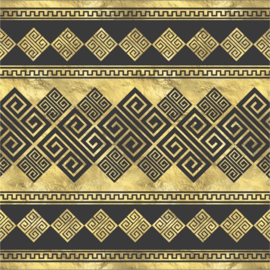 Griekse mander - Griekse sleutel zwart en goud Sticker (Voorkant)