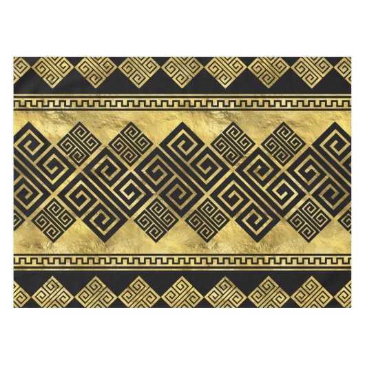 Griekse mander - Griekse sleutel zwart en goud Tafelkleed (Voorkant (Horizontaal))