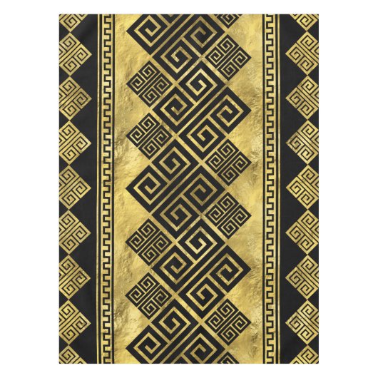 Griekse mander - Griekse sleutel zwart en goud Tafelkleed (Voorkant)