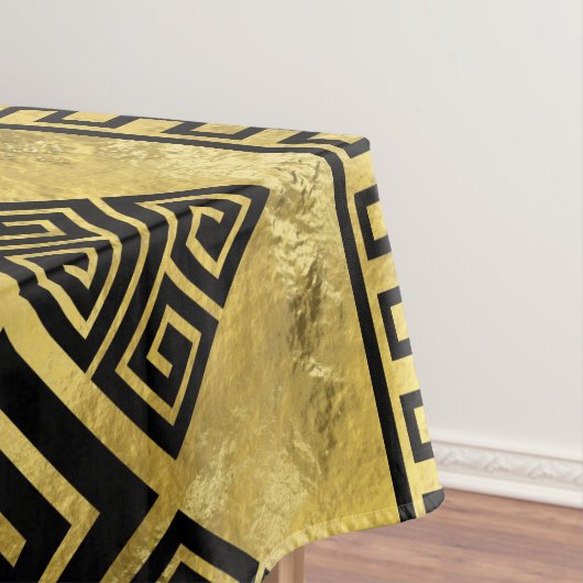 Griekse mander - Griekse sleutel zwart en goud Tafelkleed (Voorbeeld)