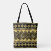 Griekse mander - Griekse sleutel zwart en goud Tote Bag (Achterkant)