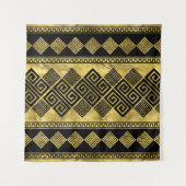 Griekse mander - Griekse sleutel zwart en goud Wandkleed (Voorkant)