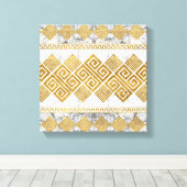 Griekse mander - Griekse sleutelwitte marmer en go Canvas Afdruk (Insitu (Houten vloer))