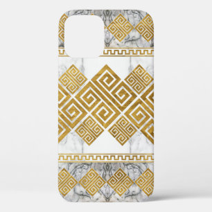Griekse mander - Griekse sleutelwitte marmer en go Case-Mate iPhone Case