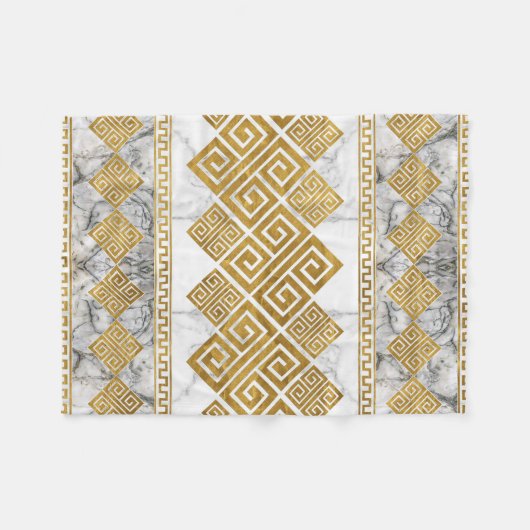 Griekse mander - Griekse sleutelwitte marmer en go Fleece Deken (Voorkant (Horizontaal))