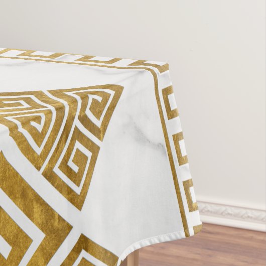 Griekse mander - Griekse sleutelwitte marmer en go Tafelkleed (Voorbeeld)