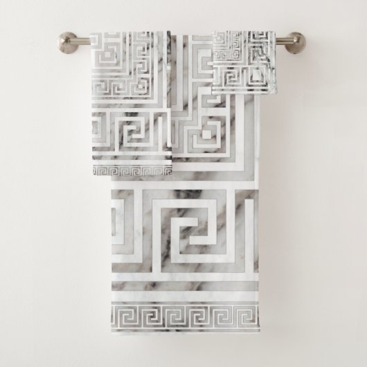 Griekse mander - Griekse sleutelwitte marmertextur Bad Handdoek (Insitu)