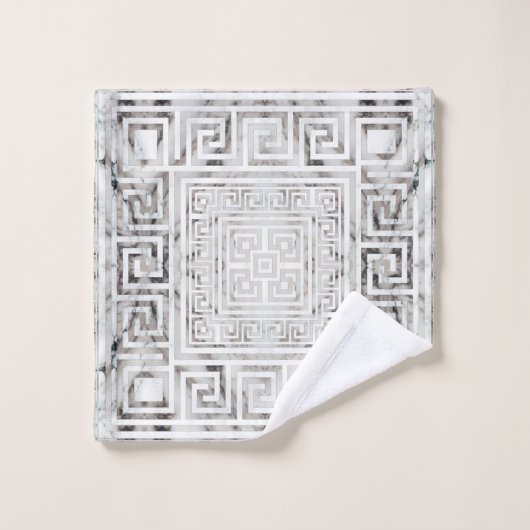 Griekse mander - Griekse sleutelwitte marmertextur Bad Handdoek (Wasdoekje)
