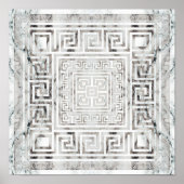 Griekse mander - Griekse sleutelwitte marmertextur Poster (Voorkant)