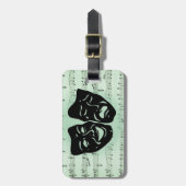 Griekse maskers voor groene muziek en bioscoop bagagelabel (Voorkant verticaal)