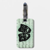 Griekse maskers voor groene muziek en bioscoop bagagelabel (Achterkant verticaal)