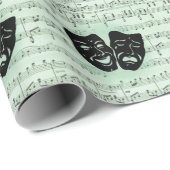 Griekse maskers voor groene muziek en bioscoop cadeaupapier (Rol Hoek)