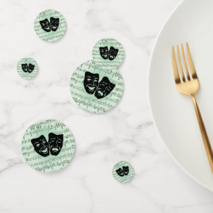 Griekse maskers voor groene muziek en bioscoop confetti