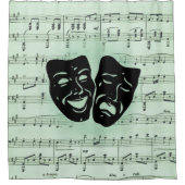 Griekse maskers voor groene muziek en bioscoop douchegordijn (Voorkant)