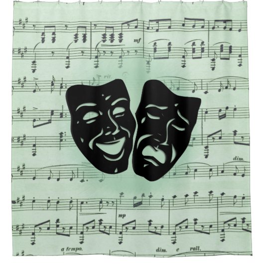 Griekse maskers voor groene muziek en bioscoop douchegordijn (Voorkant)