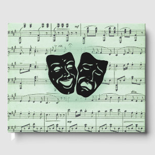 Griekse maskers voor groene muziek en bioscoop gastenboek