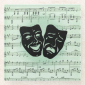 Griekse maskers voor groene muziek en bioscoop glazen onderzetter (Voorkant)