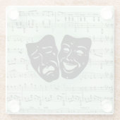 Griekse maskers voor groene muziek en bioscoop glazen onderzetter (Achterkant)