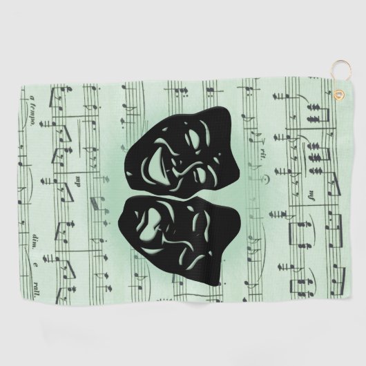 Griekse maskers voor groene muziek en bioscoop golfhanddoek (Horizontaal)