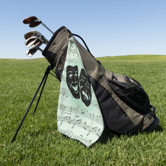 Griekse maskers voor groene muziek en bioscoop golfhanddoek (Groen)