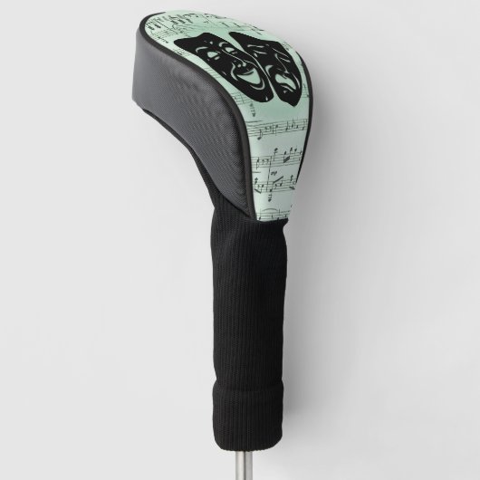 Griekse maskers voor groene muziek en bioscoop golfheadcover (Schuin)
