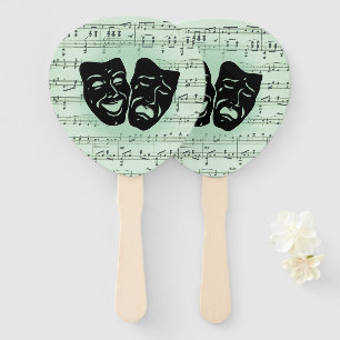 Griekse maskers voor groene muziek en bioscoop handwaaier