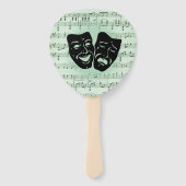 Griekse maskers voor groene muziek en bioscoop handwaaier (Achterkant)