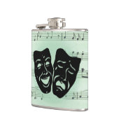 Griekse maskers voor groene muziek en bioscoop heupfles (Links)