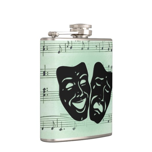 Griekse maskers voor groene muziek en bioscoop heupfles (Rechts)