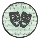 Griekse maskers voor groene muziek en bioscoop hockey puck (Voorkant)