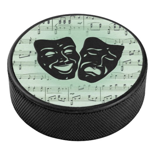 Griekse maskers voor groene muziek en bioscoop hockey puck (3/4)