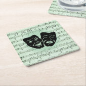 Griekse maskers voor groene muziek en bioscoop kartonnen onderzetters (Schuin)