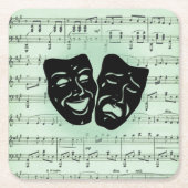 Griekse maskers voor groene muziek en bioscoop kartonnen onderzetters (Voorkant)