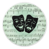 Griekse maskers voor groene muziek en bioscoop keramische knop (Voorkant)