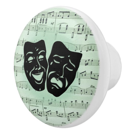 Griekse maskers voor groene muziek en bioscoop keramische knop (Rechts)