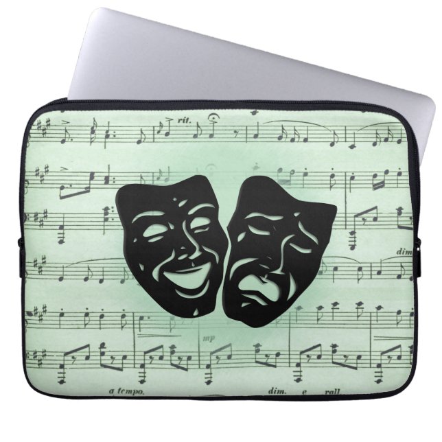 Griekse maskers voor groene muziek en bioscoop laptop sleeve (Voorkant)