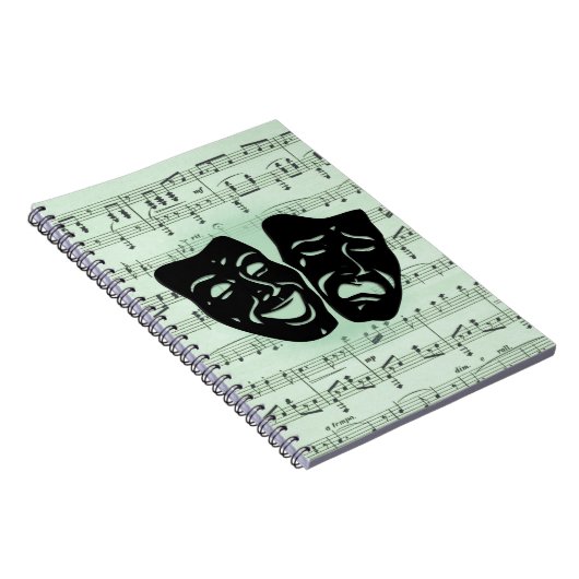 Griekse maskers voor groene muziek en bioscoop notitieboek (Rechterzijde)